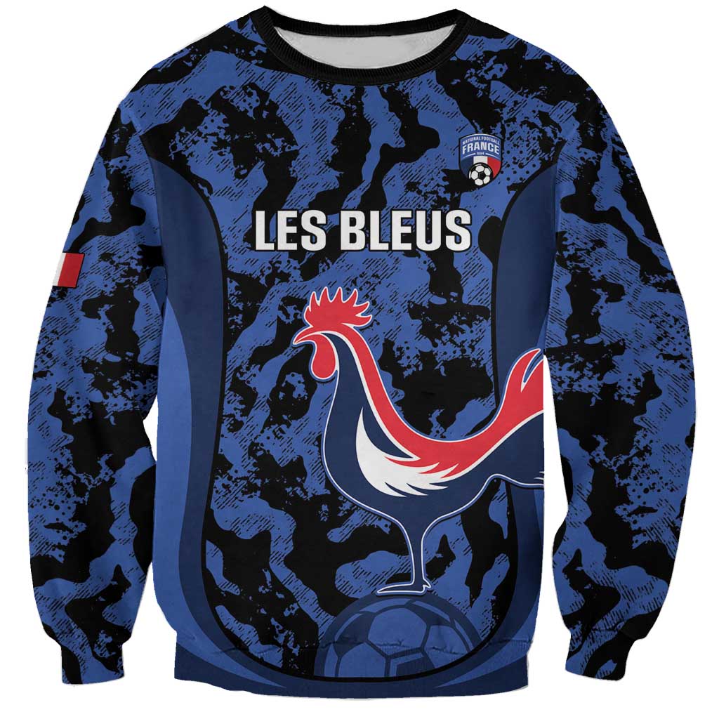 Custom France Football Sweatshirt 2026 Allez Les Bleus Rooster Grunge - Wonder Print Shop
