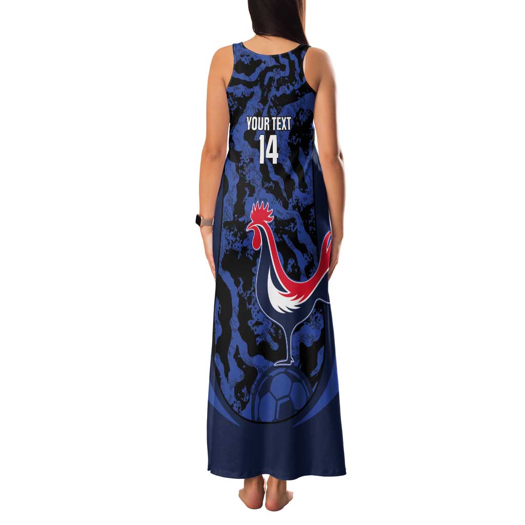 Custom France Football Tank Maxi Dress 2026 Allez Les Bleus Rooster Grunge - Wonder Print Shop