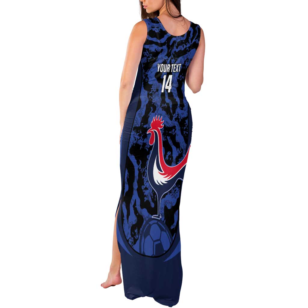 Custom France Football Tank Maxi Dress 2026 Allez Les Bleus Rooster Grunge - Wonder Print Shop