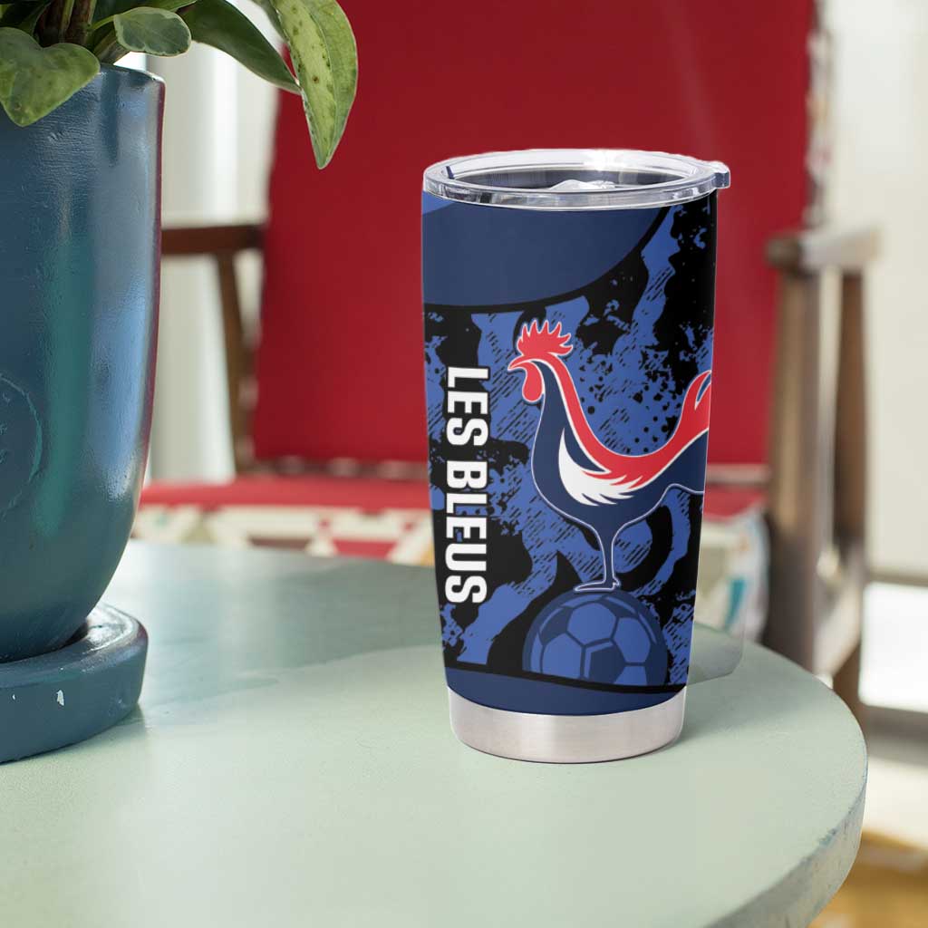 Custom France Football Tumbler Cup 2026 Allez Les Bleus Rooster Grunge - Wonder Print Shop