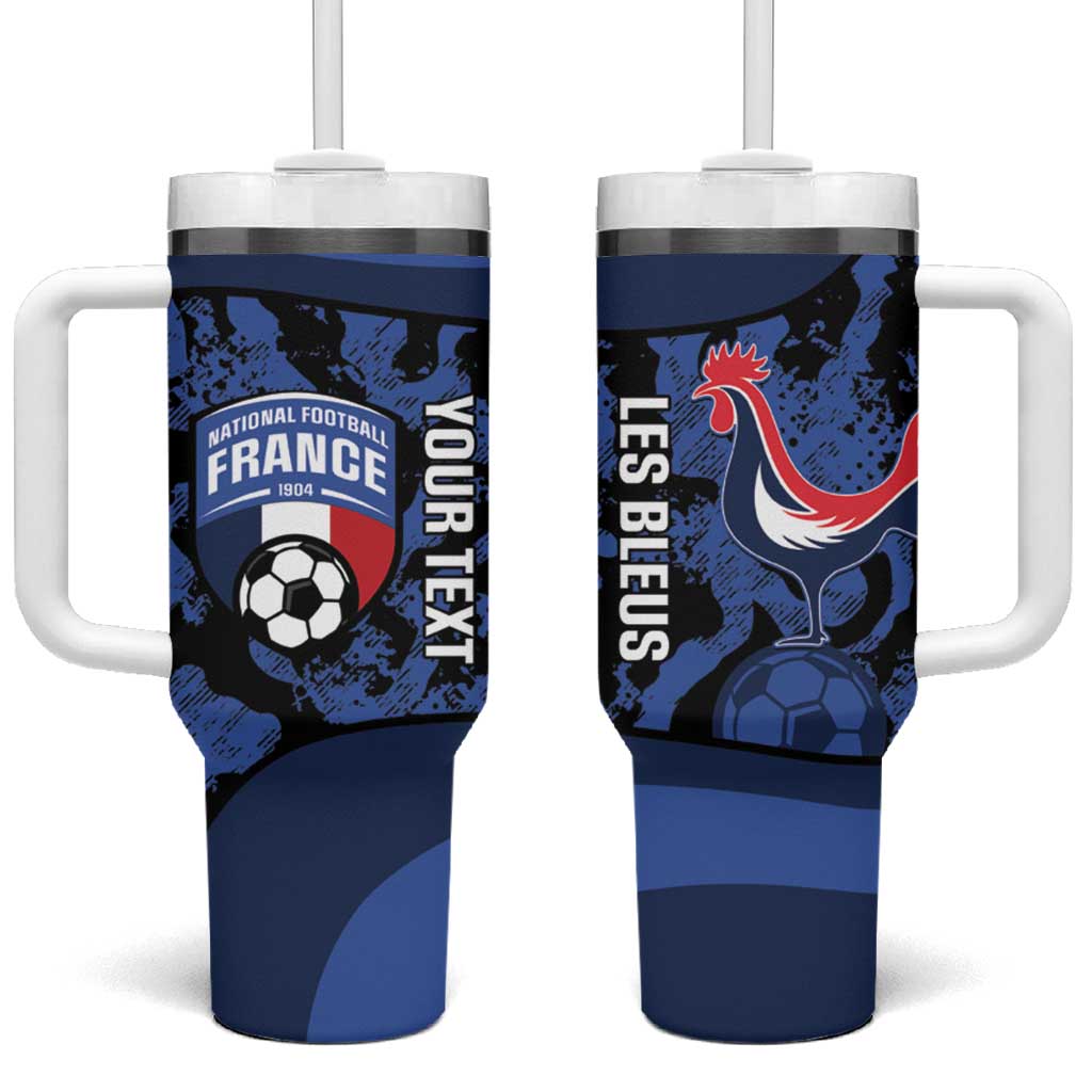 Custom France Football Tumbler With Handle 2026 Allez Les Bleus Rooster Grunge - Wonder Print Shop