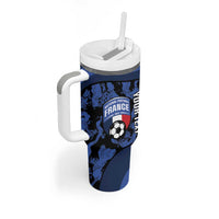 Custom France Football Tumbler With Handle 2026 Allez Les Bleus Rooster Grunge - Wonder Print Shop