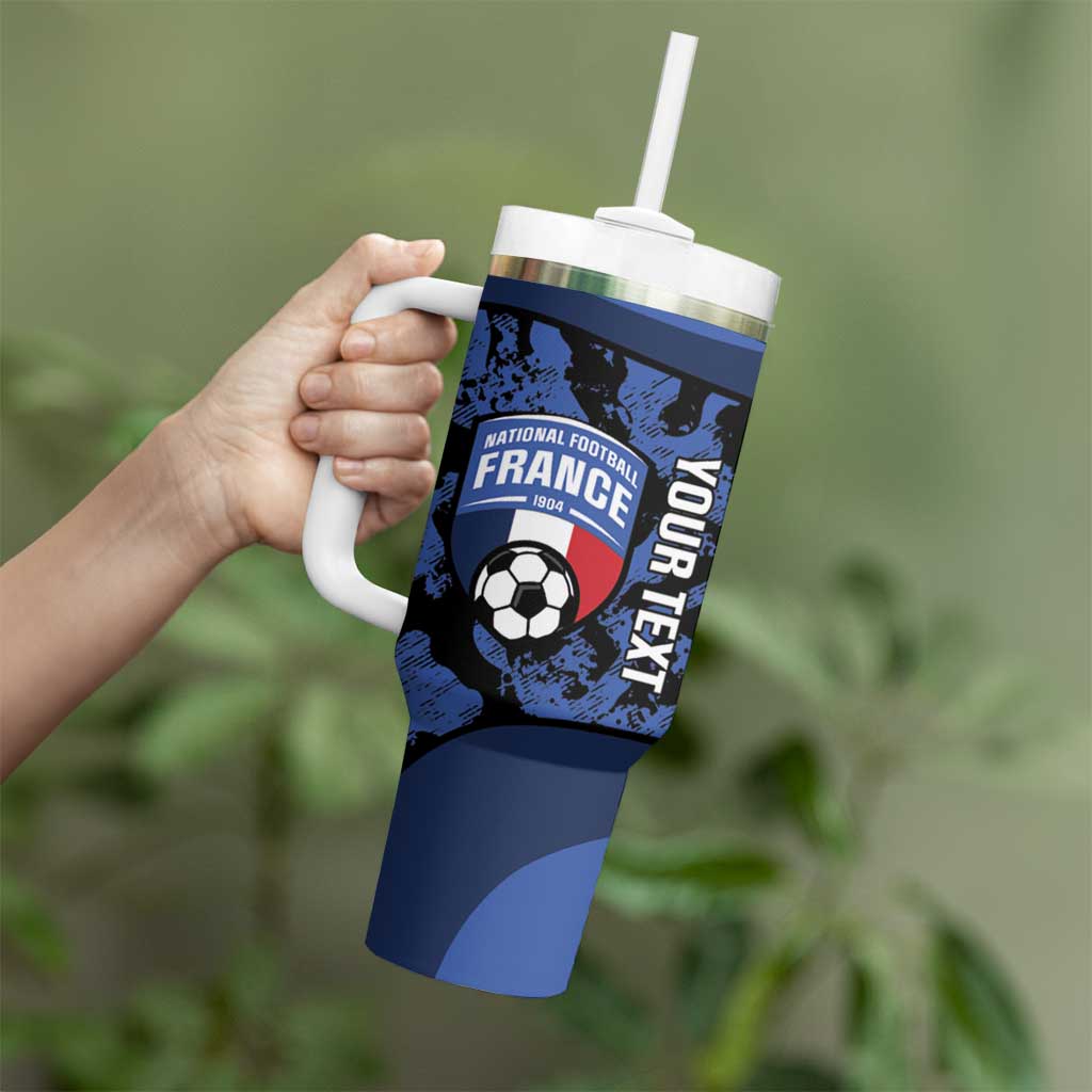 Custom France Football Tumbler With Handle 2026 Allez Les Bleus Rooster Grunge - Wonder Print Shop