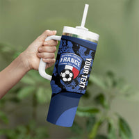 Custom France Football Tumbler With Handle 2026 Allez Les Bleus Rooster Grunge - Wonder Print Shop