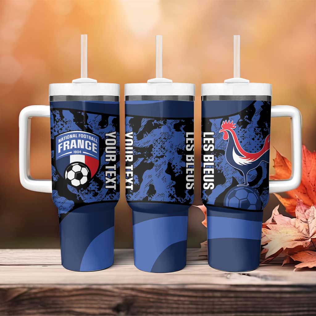 Custom France Football Tumbler With Handle 2026 Allez Les Bleus Rooster Grunge - Wonder Print Shop