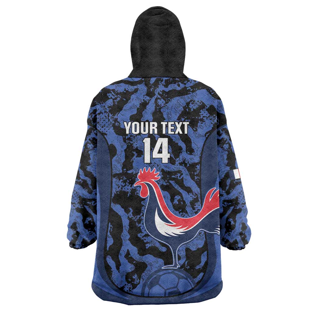 Custom France Football Wearable Blanket Hoodie 2026 Allez Les Bleus Rooster Grunge - Wonder Print Shop