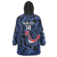 Custom France Football Wearable Blanket Hoodie 2026 Allez Les Bleus Rooster Grunge - Wonder Print Shop