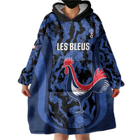 Custom France Football Wearable Blanket Hoodie 2026 Allez Les Bleus Rooster Grunge - Wonder Print Shop