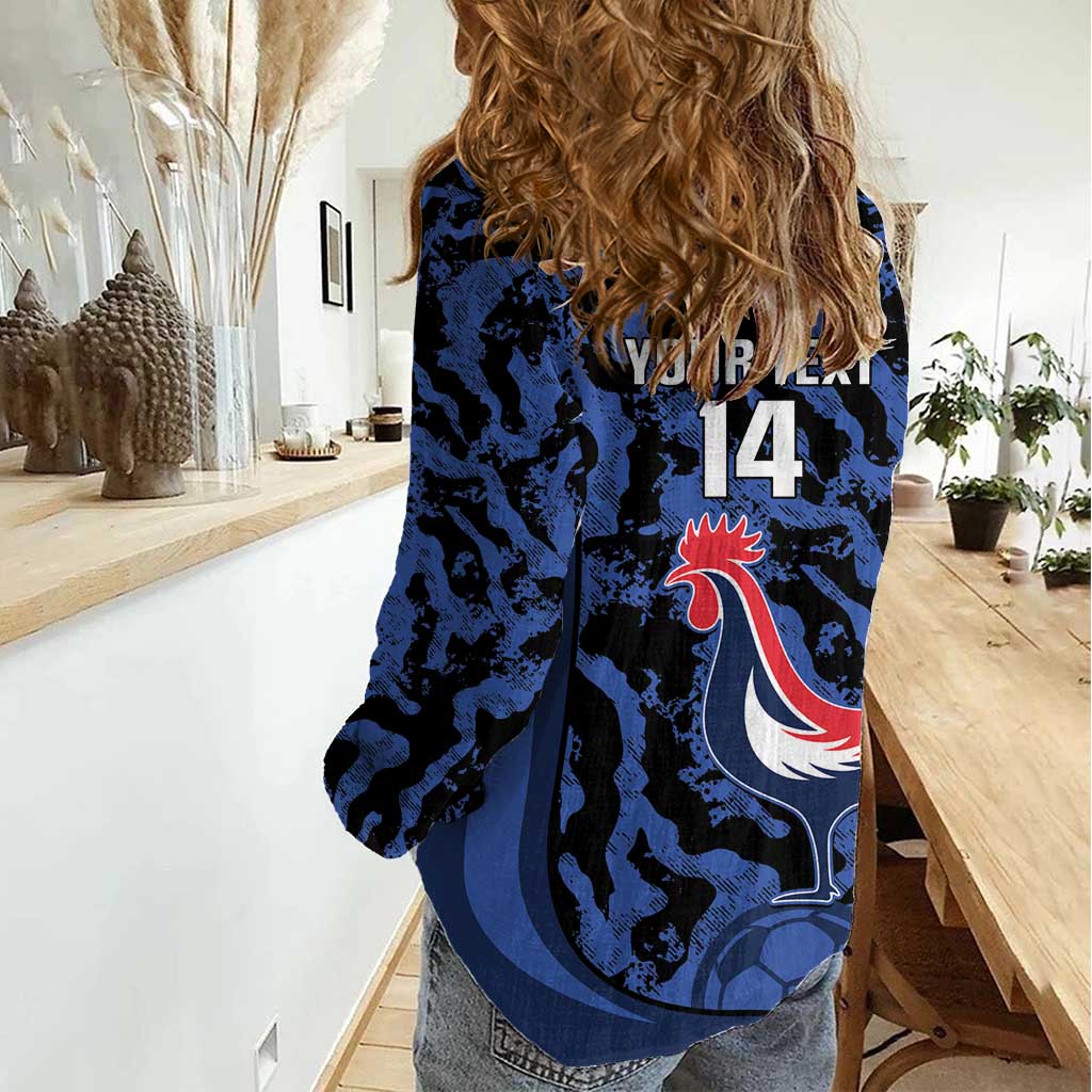 Custom France Football Women Casual Shirt 2026 Allez Les Bleus Rooster Grunge - Wonder Print Shop