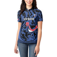 Custom France Football Women Polo Shirt 2026 Allez Les Bleus Rooster Grunge - Wonder Print Shop