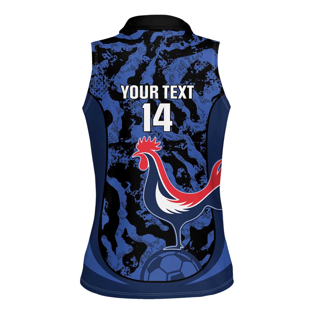 Custom France Football Women Sleeveless Polo Shirt 2026 Allez Les Bleus Rooster Grunge - Wonder Print Shop