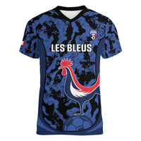 Custom France Football Women V-Neck T-Shirt 2026 Allez Les Bleus Rooster Grunge - Wonder Print Shop