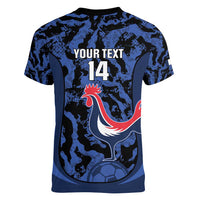 Custom France Football Women V-Neck T-Shirt 2026 Allez Les Bleus Rooster Grunge - Wonder Print Shop