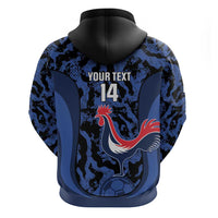 Custom France Football Zip Hoodie 2026 Allez Les Bleus Rooster Grunge - Wonder Print Shop