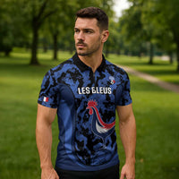 Custom France Football Zipper Polo Shirt 2026 Allez Les Bleus Rooster Grunge - Wonder Print Shop