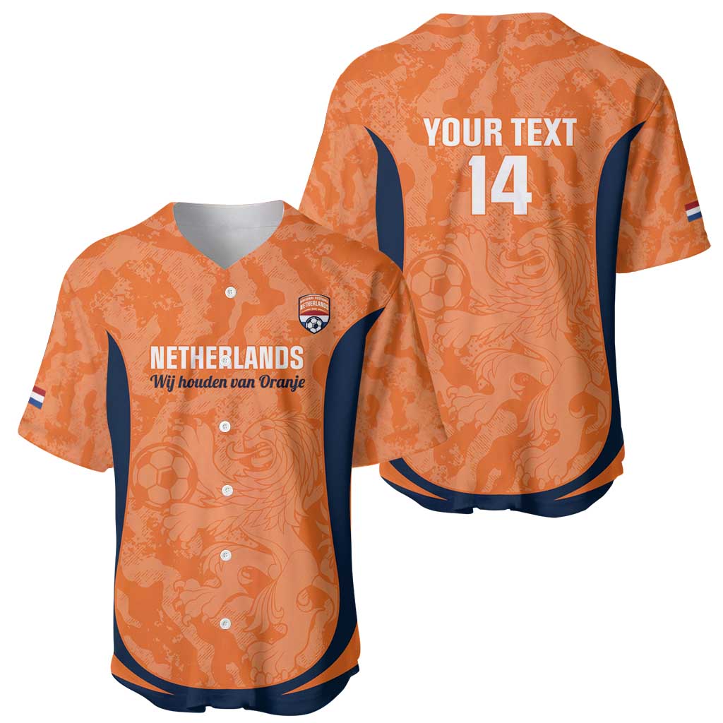 Custom Netherlands Football Baseball Jersey 2026 Come On Oranje - Wonder Print Shop