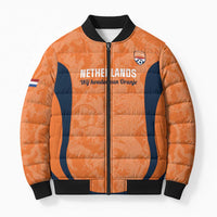 Custom Netherlands Football Bomber Puffer Jacket 2026 Come On Oranje - Wonder Print Shop