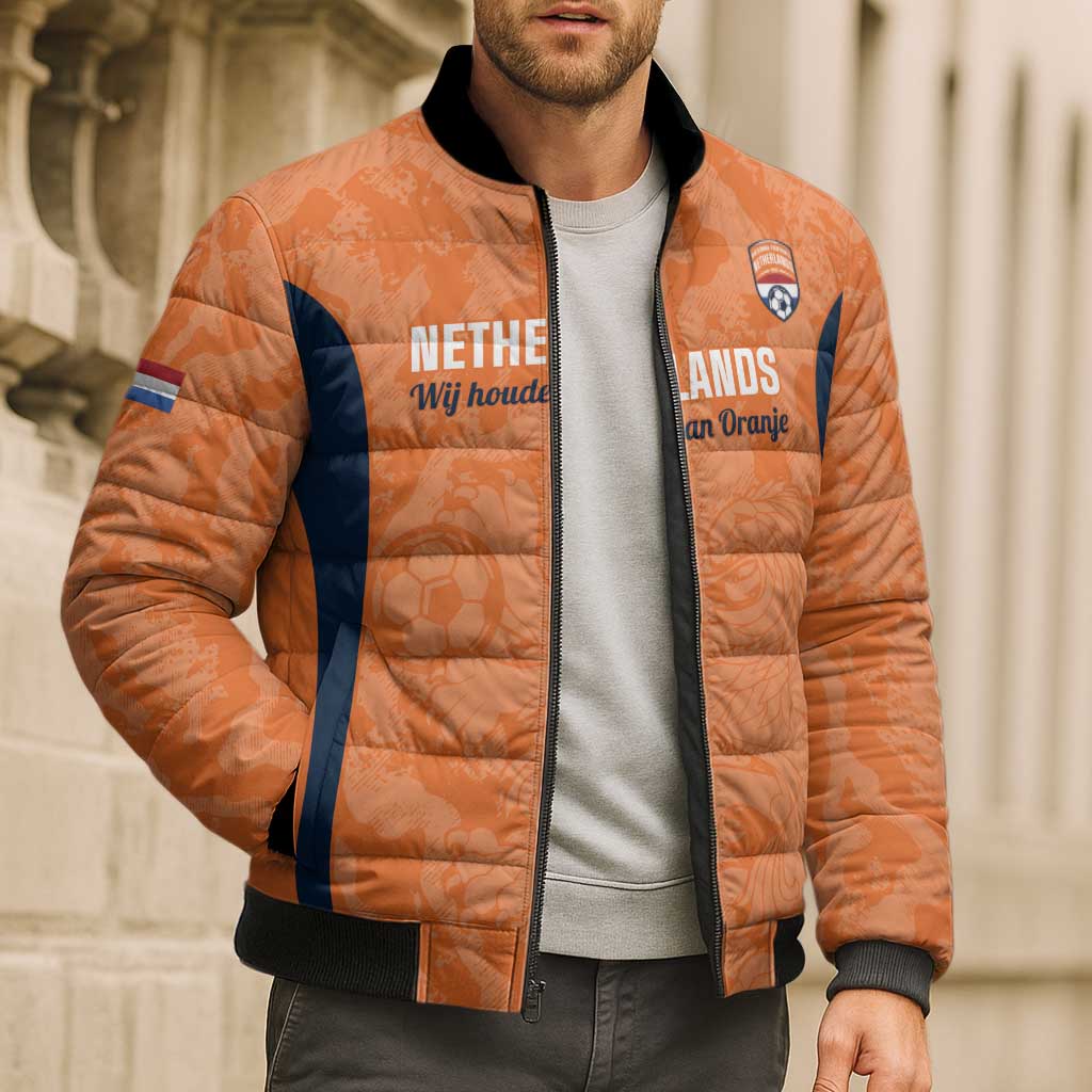 Custom Netherlands Football Bomber Puffer Jacket 2026 Come On Oranje - Wonder Print Shop