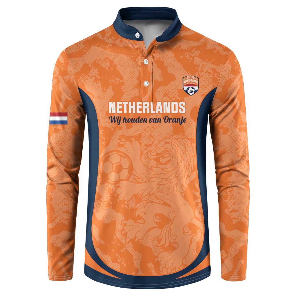 Custom Netherlands Football Button Sweatshirt 2026 Come On Oranje - Wonder Print Shop