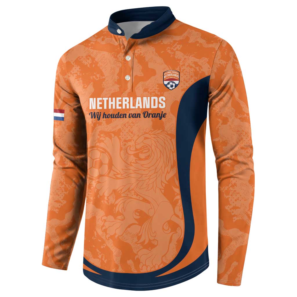 Custom Netherlands Football Button Sweatshirt 2026 Come On Oranje - Wonder Print Shop