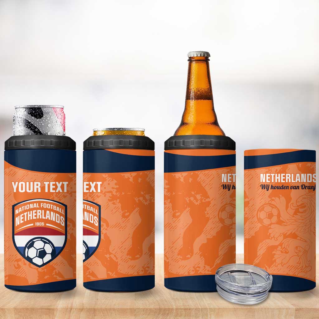 Custom Netherlands Football 4 in 1 Can Cooler Tumbler 2026 Come On Oranje - Wonder Print Shop
