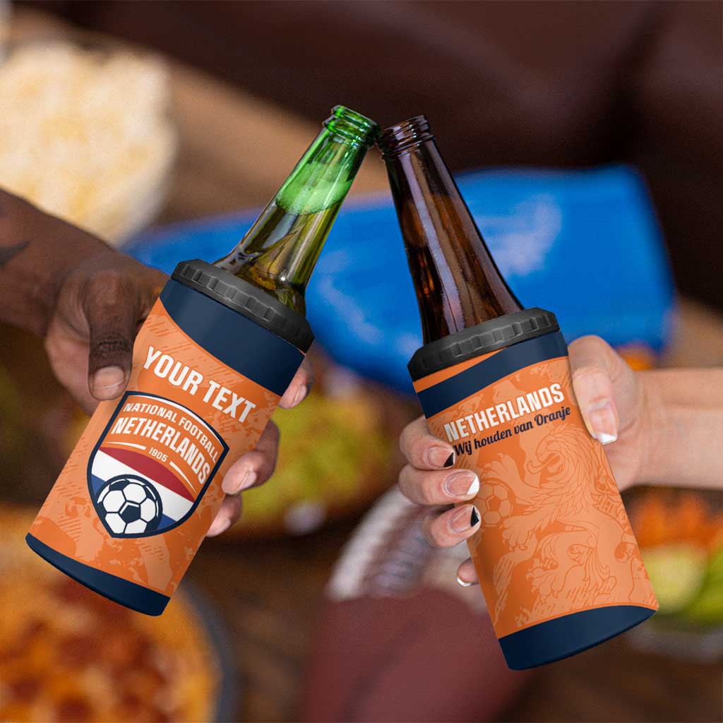 Custom Netherlands Football 4 in 1 Can Cooler Tumbler 2026 Come On Oranje - Wonder Print Shop