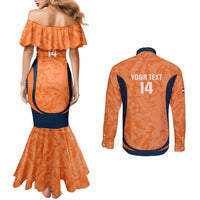 Custom Netherlands Football Couples Matching Mermaid Dress and Long Sleeve Button Shirt 2026 Come On Oranje - Wonder Print Shop