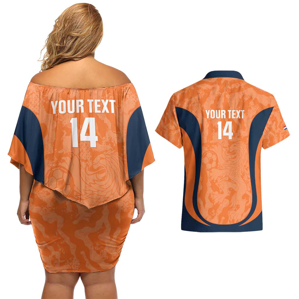 Custom Netherlands Football Couples Matching Off Shoulder Short Dress and Hawaiian Shirt 2026 Come On Oranje - Wonder Print Shop