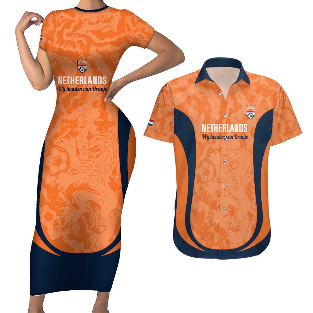 Custom Netherlands Football Couples Matching Short Sleeve Bodycon Dress and Hawaiian Shirt 2026 Come On Oranje - Wonder Print Shop