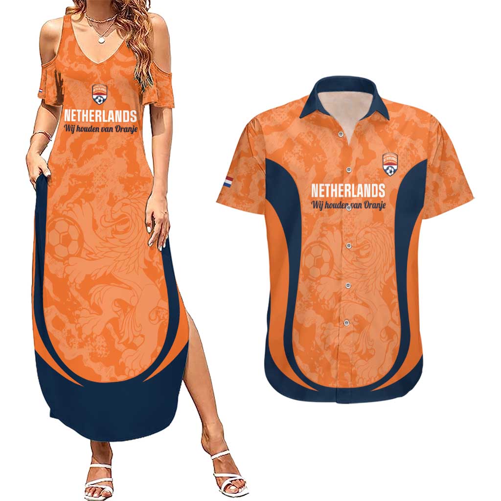 Custom Netherlands Football Couples Matching Summer Maxi Dress and Hawaiian Shirt 2026 Come On Oranje - Wonder Print Shop