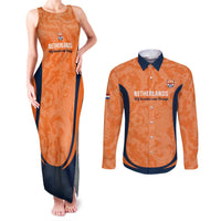 Custom Netherlands Football Couples Matching Tank Maxi Dress and Long Sleeve Button Shirt 2026 Come On Oranje - Wonder Print Shop