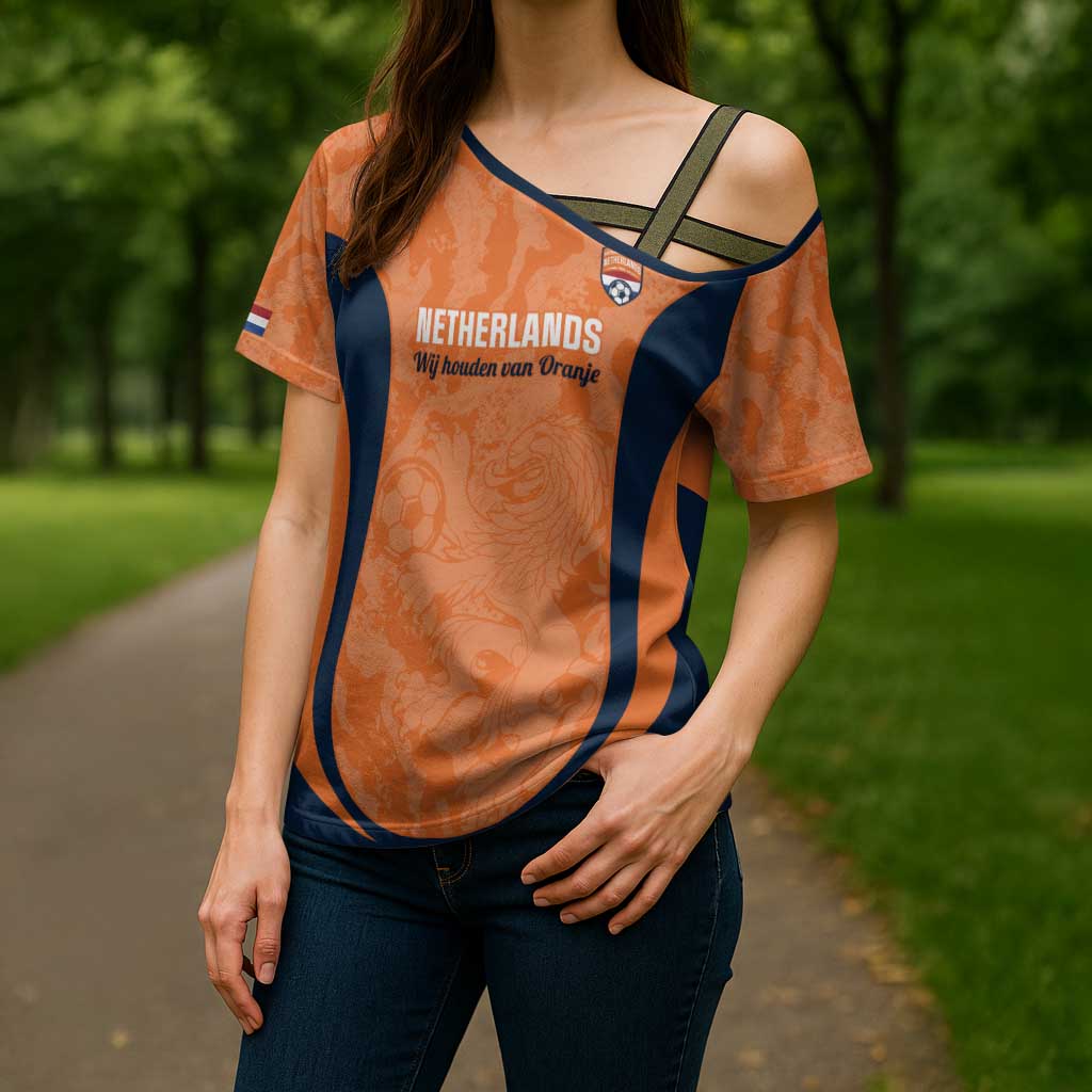 Custom Netherlands Football Cross Shoulder Shirt 2026 Come On Oranje - Wonder Print Shop