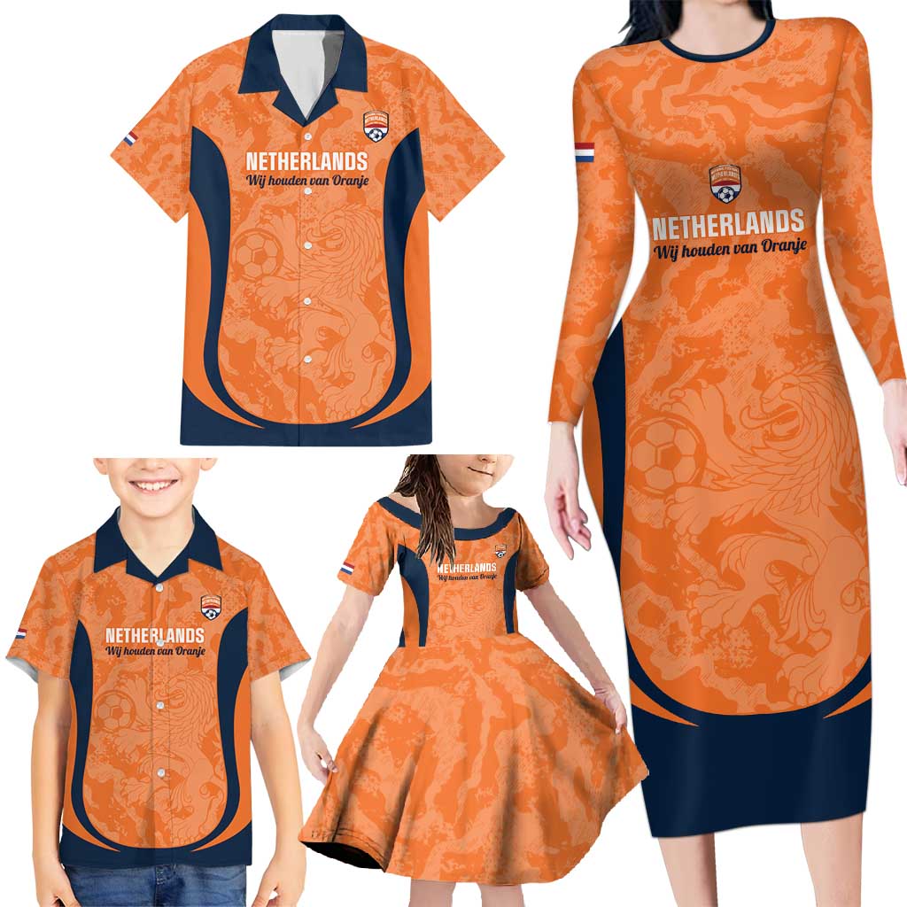 Custom Netherlands Football Family Matching Long Sleeve Bodycon Dress and Hawaiian Shirt 2026 Come On Oranje - Wonder Print Shop