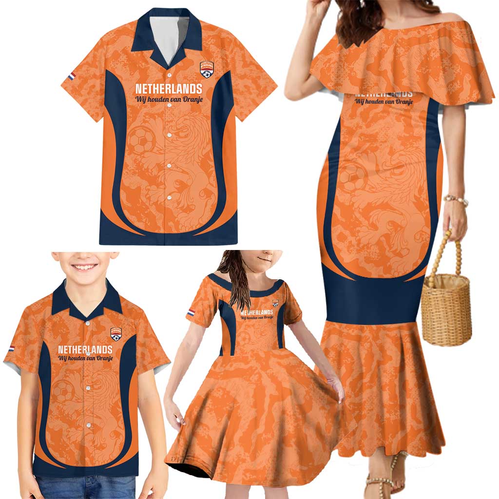 Custom Netherlands Football Family Matching Mermaid Dress and Hawaiian Shirt 2026 Come On Oranje - Wonder Print Shop