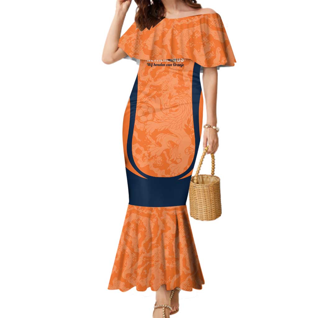 Custom Netherlands Football Family Matching Mermaid Dress and Hawaiian Shirt 2026 Come On Oranje - Wonder Print Shop