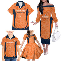 Custom Netherlands Football Family Matching Off The Shoulder Long Sleeve Dress and Hawaiian Shirt 2026 Come On Oranje - Wonder Print Shop
