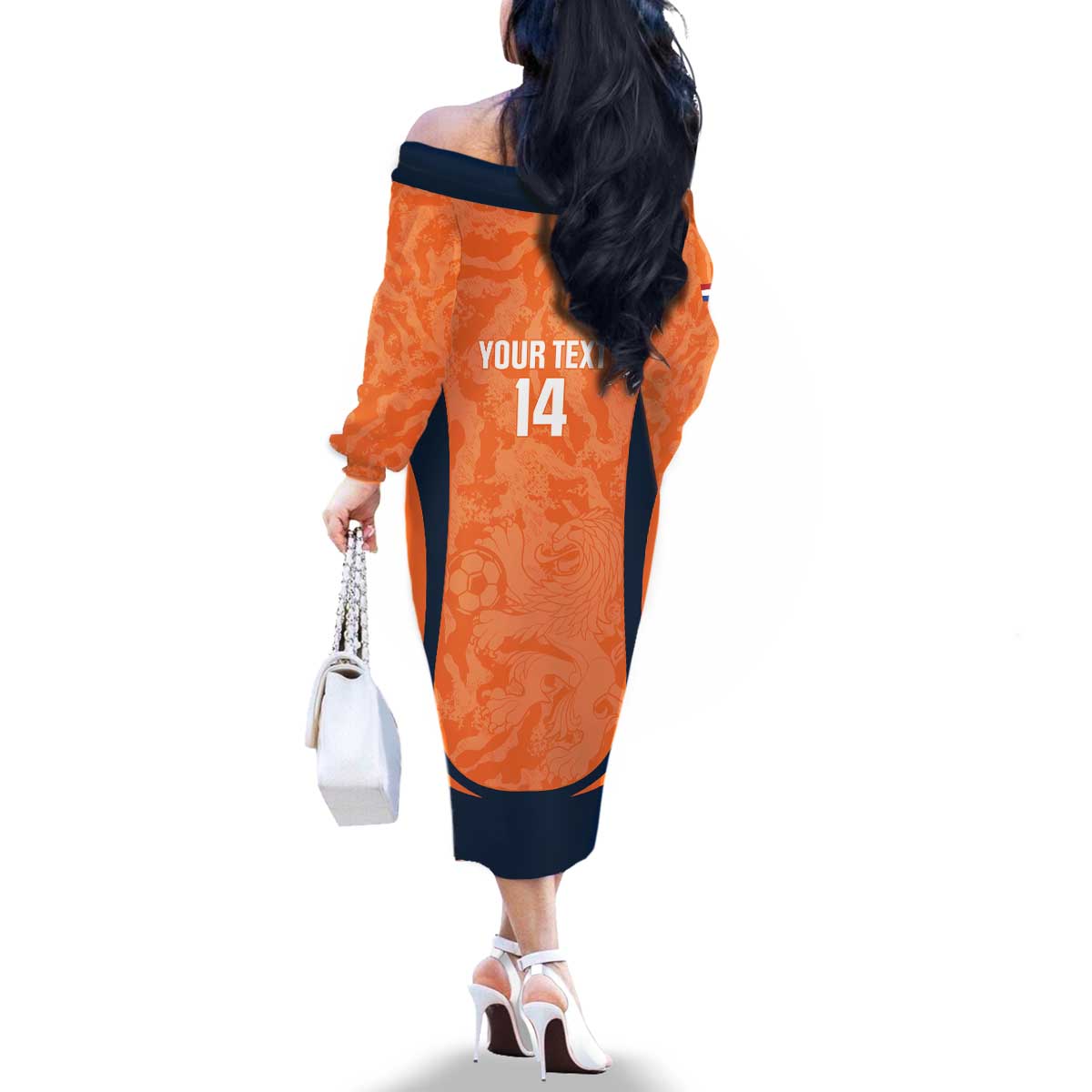 Custom Netherlands Football Family Matching Off The Shoulder Long Sleeve Dress and Hawaiian Shirt 2026 Come On Oranje - Wonder Print Shop