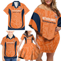 Custom Netherlands Football Family Matching Off Shoulder Short Dress and Hawaiian Shirt 2026 Come On Oranje - Wonder Print Shop