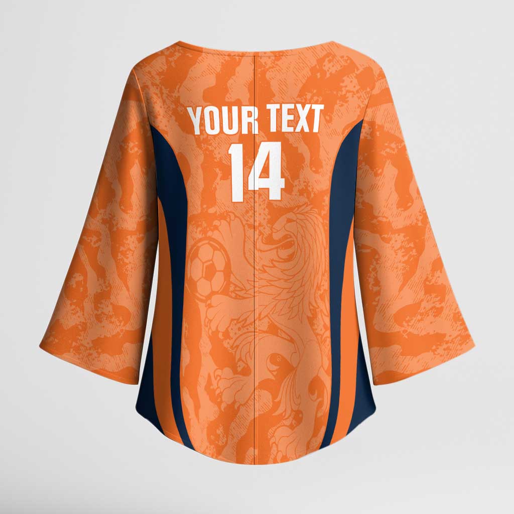 Custom Netherlands Football Kimono Sleeve Blouse 2026 Come On Oranje - Wonder Print Shop
