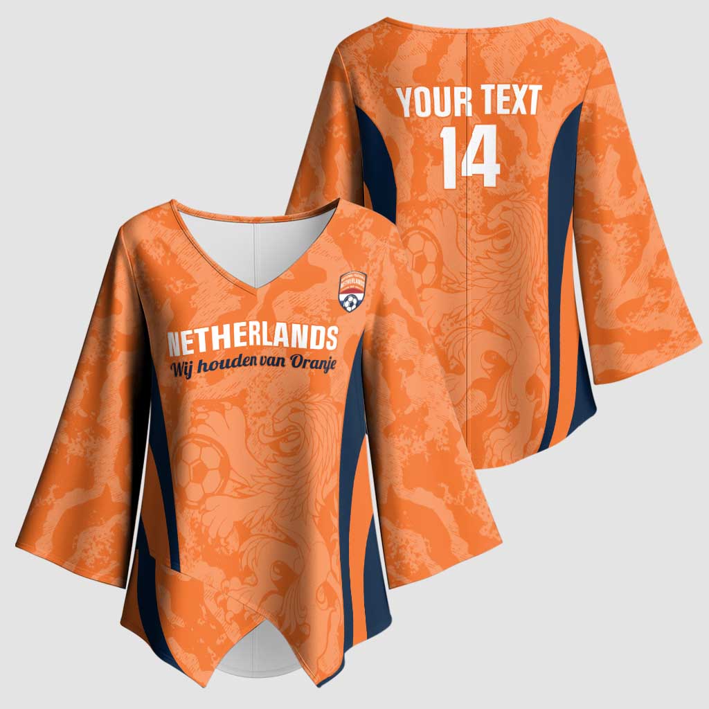 Custom Netherlands Football Kimono Sleeve Blouse 2026 Come On Oranje - Wonder Print Shop