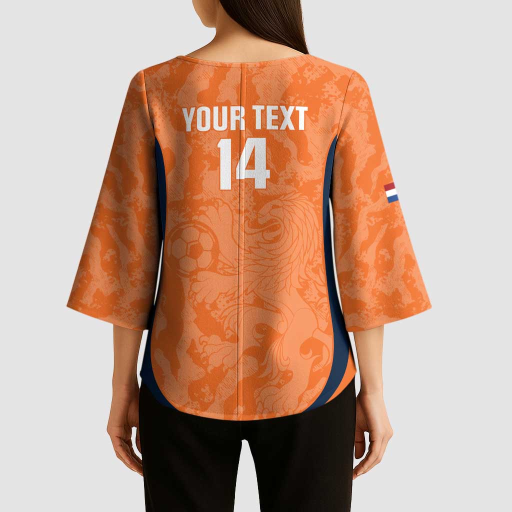 Custom Netherlands Football Kimono Sleeve Blouse 2026 Come On Oranje - Wonder Print Shop