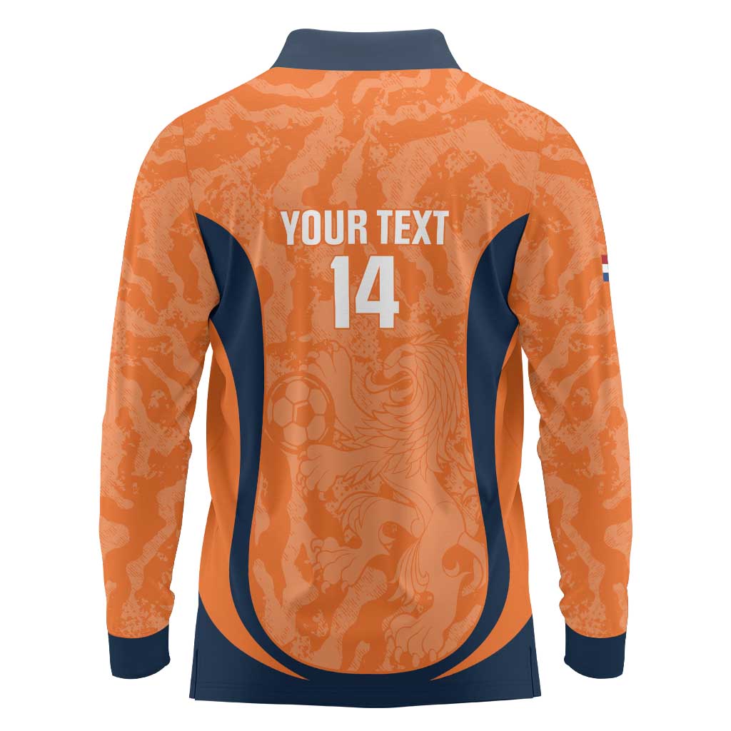 Custom Netherlands Football Long Sleeve Polo Shirt 2026 Come On Oranje - Wonder Print Shop