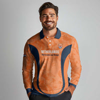 Custom Netherlands Football Long Sleeve Polo Shirt 2026 Come On Oranje - Wonder Print Shop