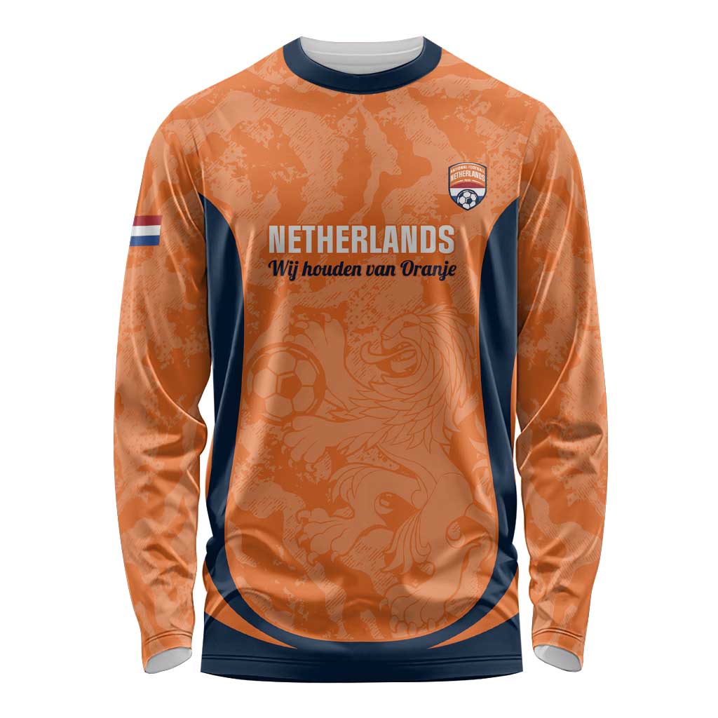 Custom Netherlands Football Long Sleeve Shirt 2026 Come On Oranje - Wonder Print Shop