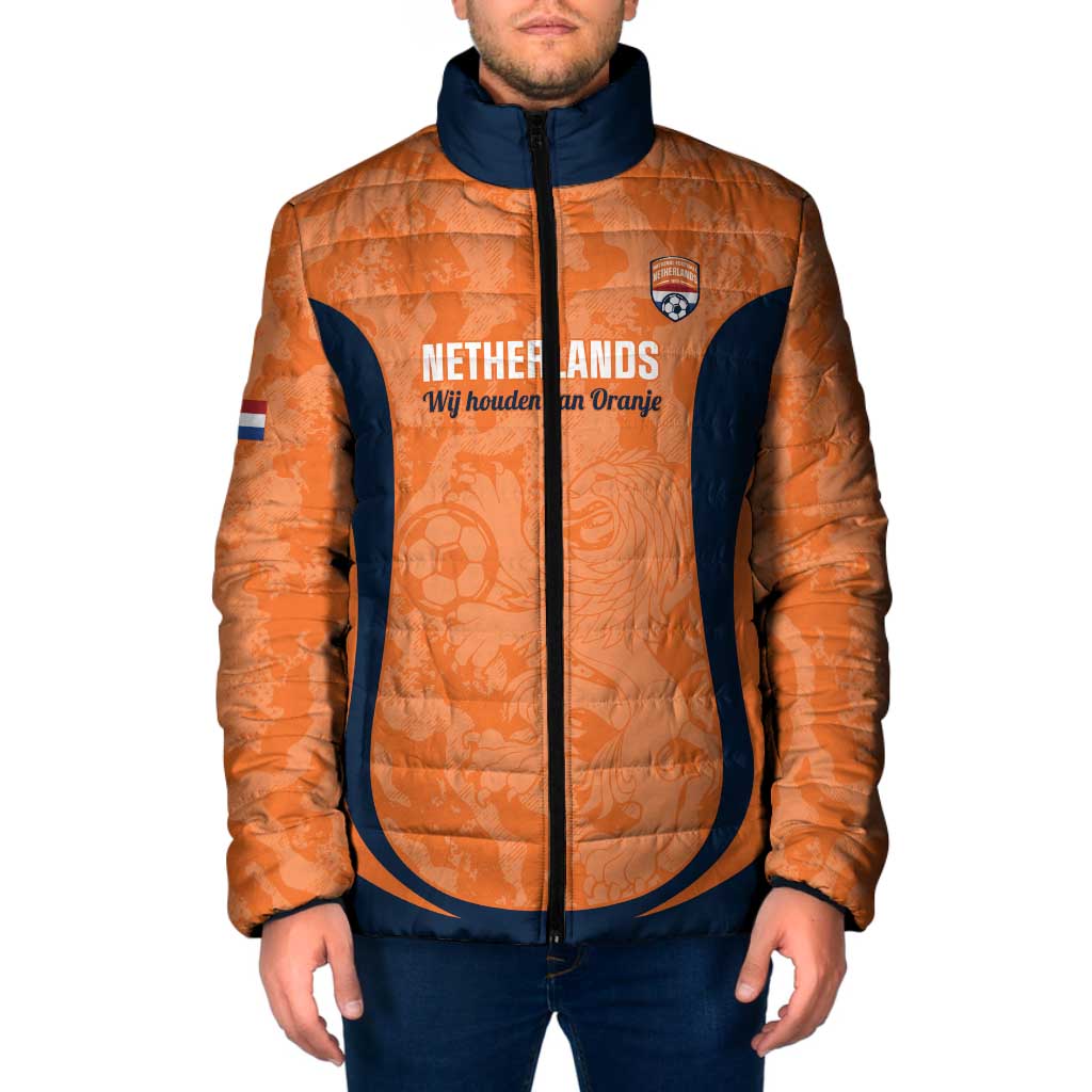 Custom Netherlands Football Padded Jacket 2026 Come On Oranje - Wonder Print Shop