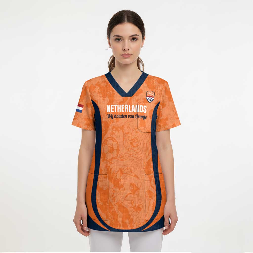 Custom Netherlands Football Scrub Top 2026 Come On Oranje - Wonder Print Shop