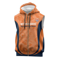 Custom Netherlands Football Sleeveless Zip Hoodie 2026 Come On Oranje - Wonder Print Shop