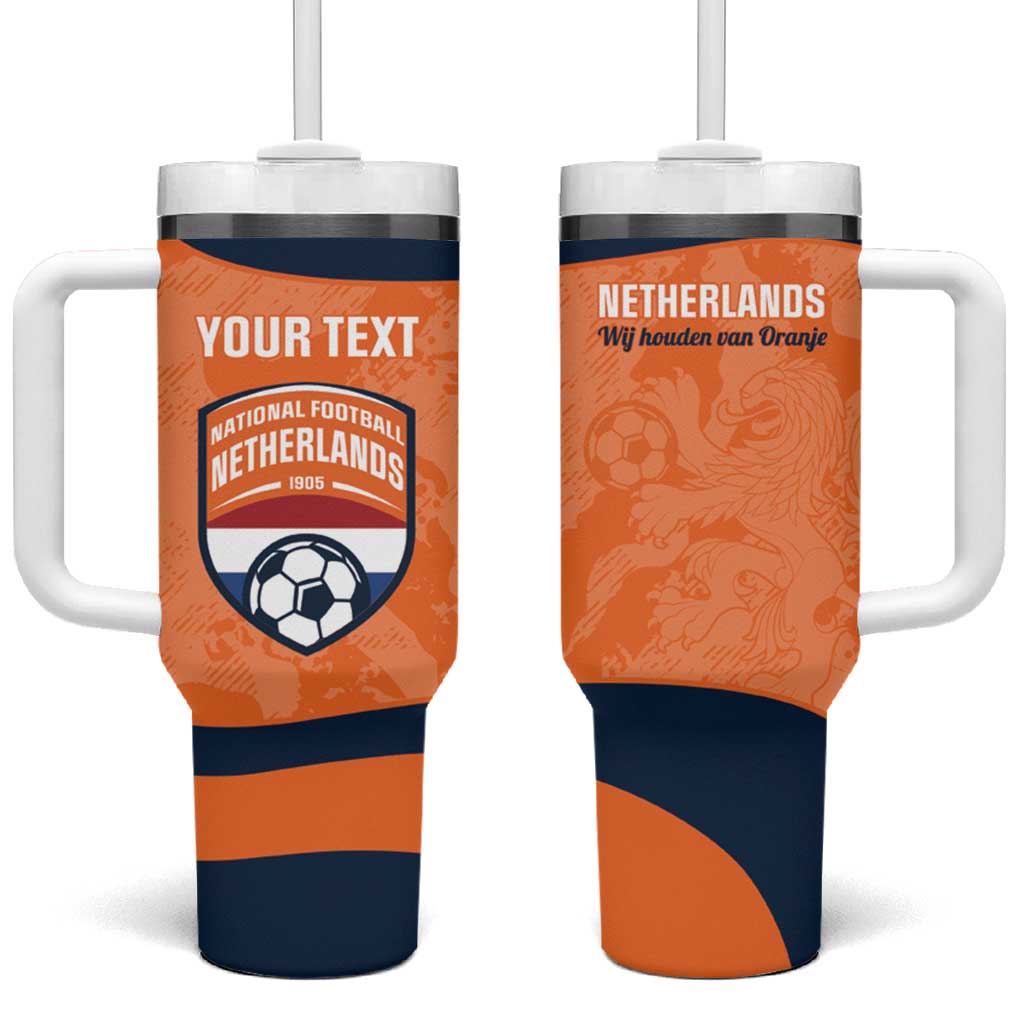 Custom Netherlands Football Tumbler With Handle 2026 Come On Oranje - Wonder Print Shop