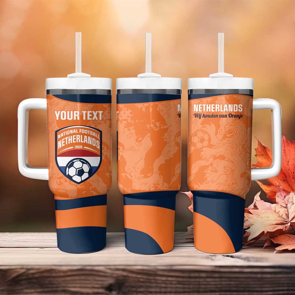 Custom Netherlands Football Tumbler With Handle 2026 Come On Oranje - Wonder Print Shop