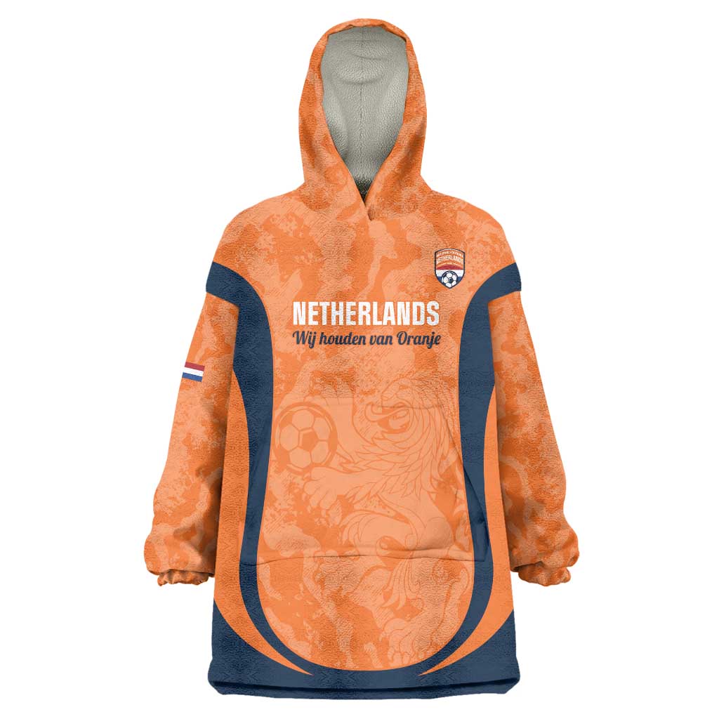 Custom Netherlands Football Wearable Blanket Hoodie 2026 Come On Oranje - Wonder Print Shop